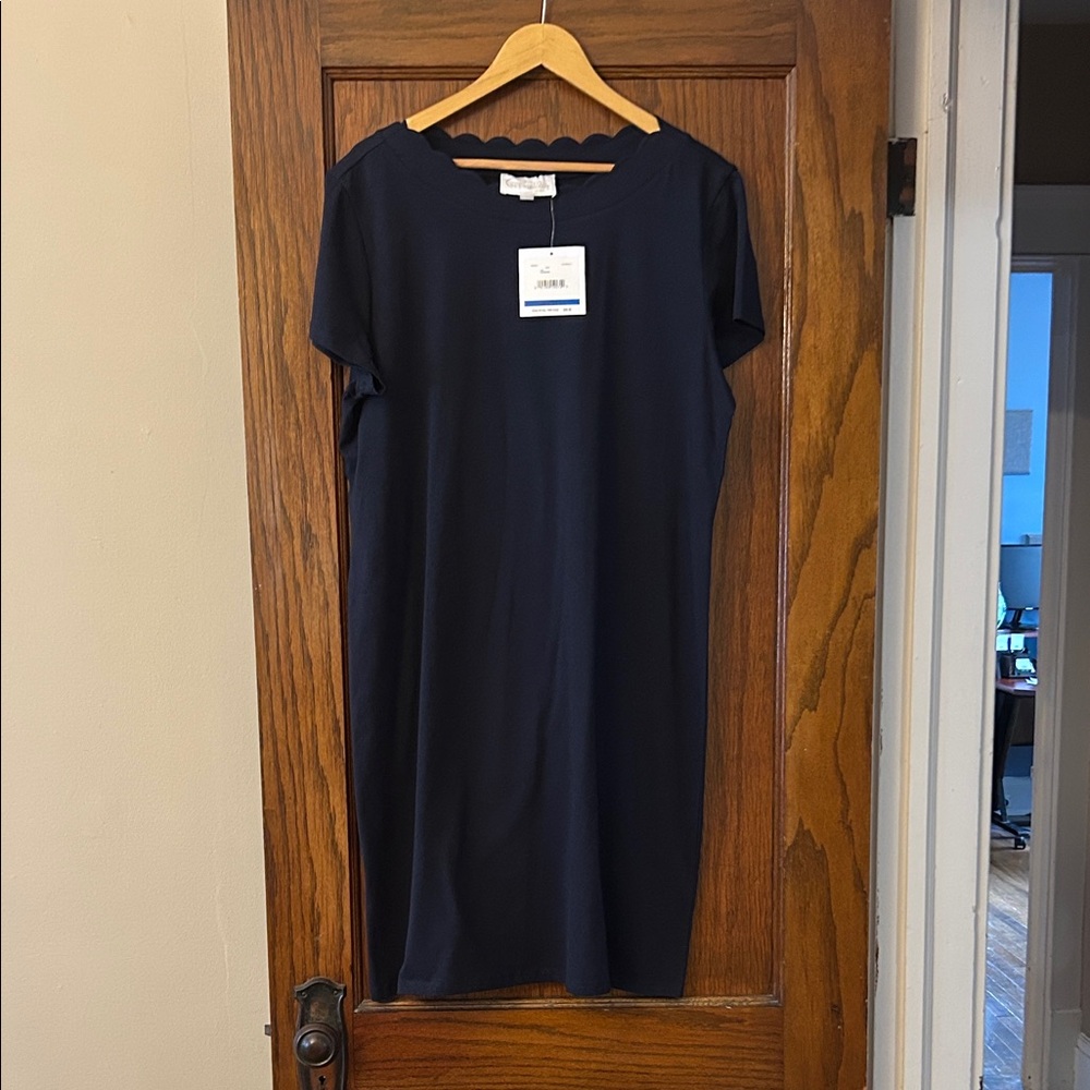 Pappagallo Midnight Blue Scallop Neck Dress